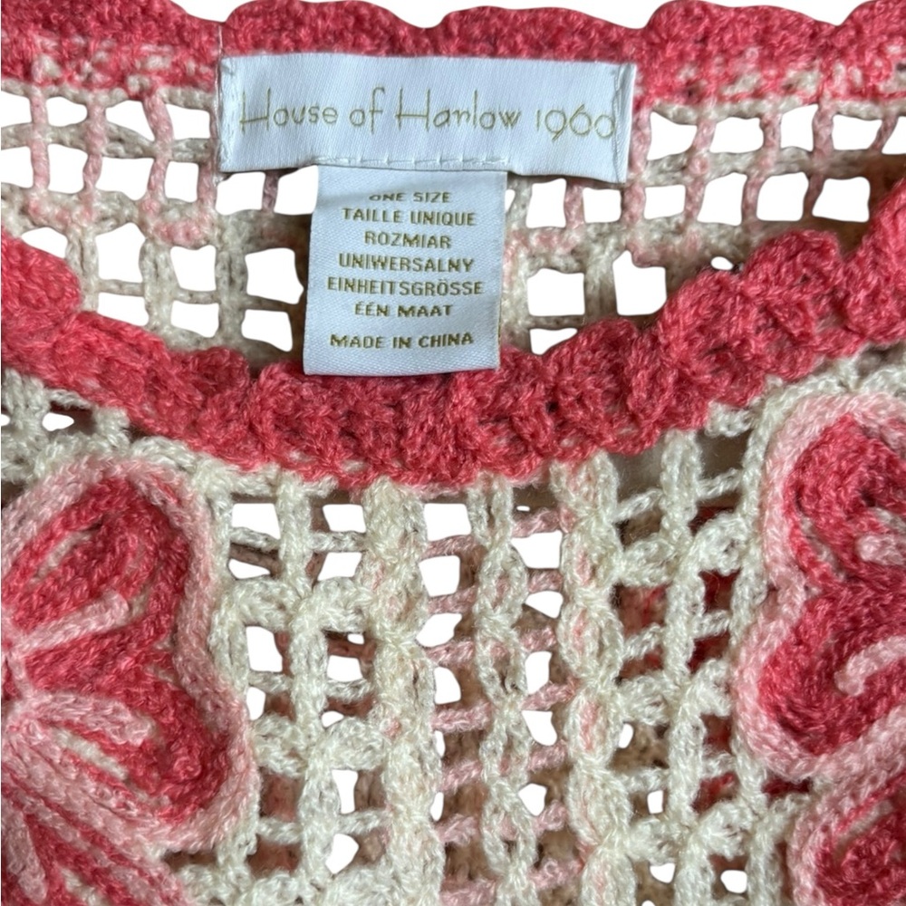 House of Harlow 1960 Crochet Knit Shawl Fringe Poncho - Picture 9 of 9